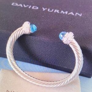 DavidYurman Silver Cable Bracelet with Blue Accents
